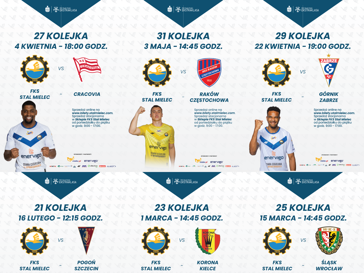 FKS Stal Mielec – plakaty meczowe sezonu 2024/25