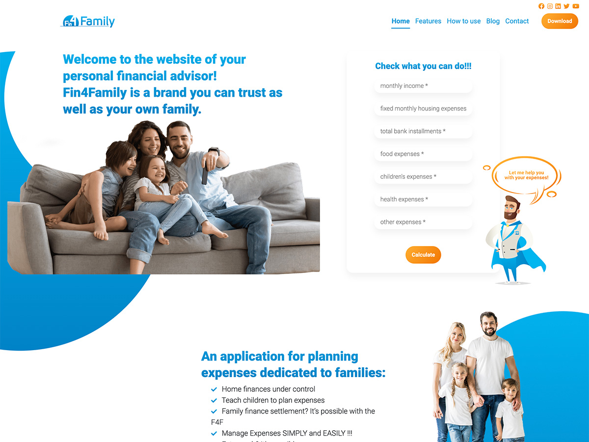 Fin4Family – strona aplikacji do budżetu domowego