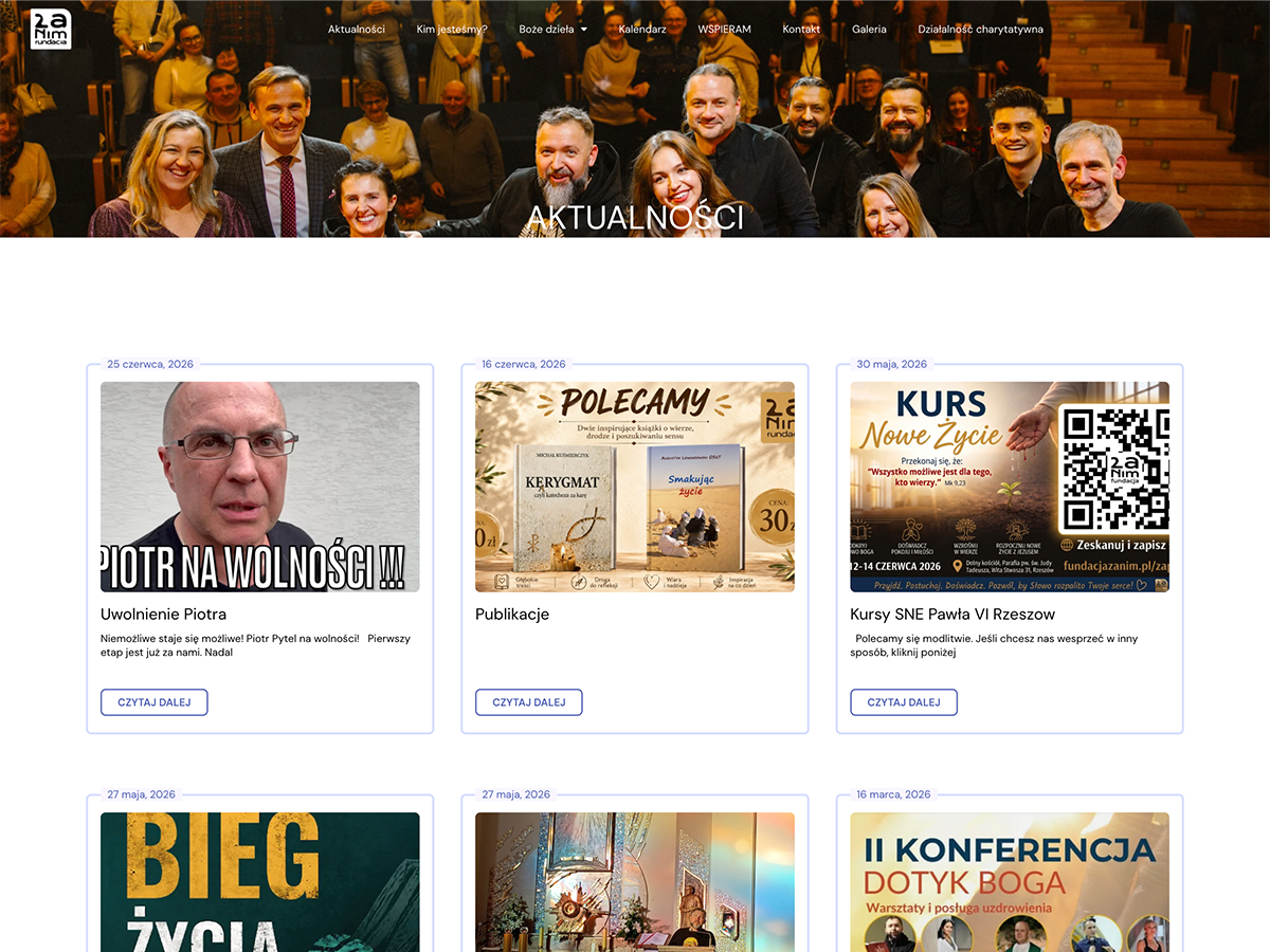 Fundacja Za Nim – redesign strony fundacji religijnej